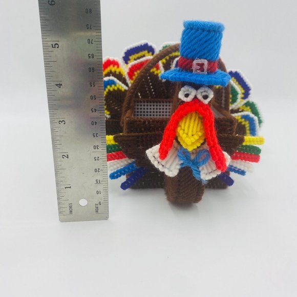 Turkey Plastic Canvas Craft Decorative Centerpiece Thanksgiving Card Basket - Picture 8 of 9